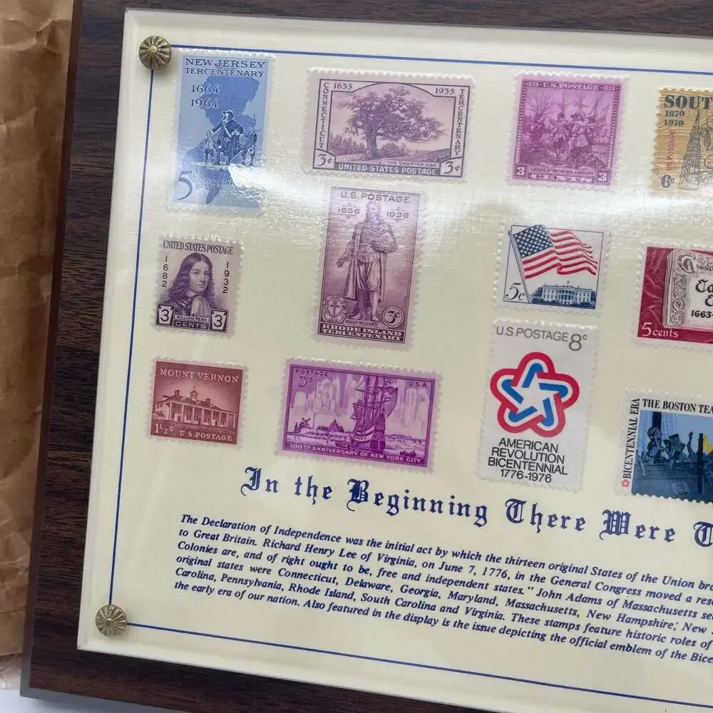 In the Beginning There Were Thirteen - Framed Historical U.S. Postage Stamp Coll